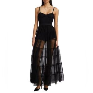 Alice + Olivia Black Tulle Maxi Dress